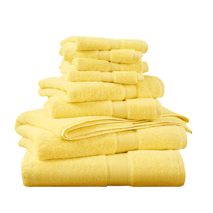 800GSM 100% Cotton 8 Piece Towel Set - Marigold Yellow