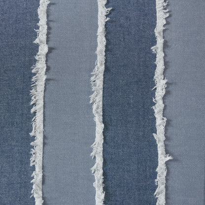 Shay 3 Piece Striped Cotton Comforter Set - Blue