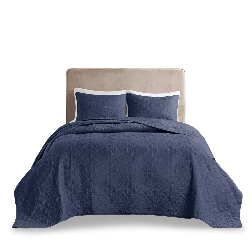 Oakley 3 Piece Reversible Bedspread Set - Navy