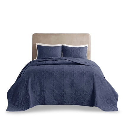 Oakley 3 Piece Reversible Bedspread Set - Navy