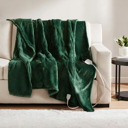 Heated Microlight to Berber Throw - Green