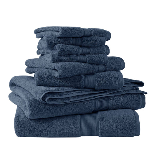 800GSM 100% Cotton 8 Piece Towel Set - Slate Blue