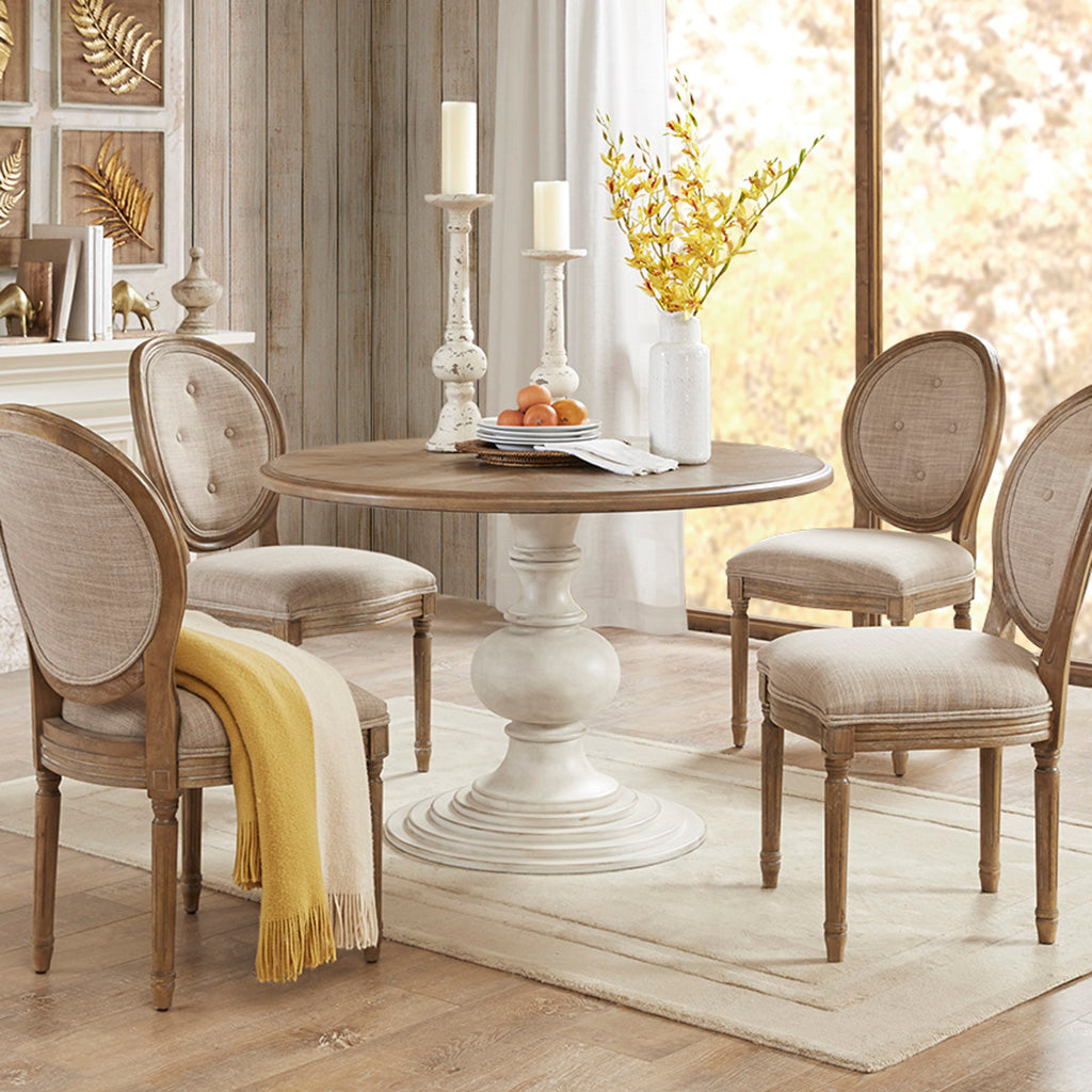 Lexi 46" Round Pedestal Dining Table - Reclaimed Walnut/Antique Cream