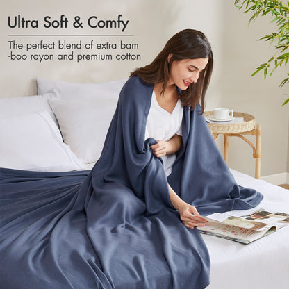 Bamboo Cotton Rayon Blanket - Navy