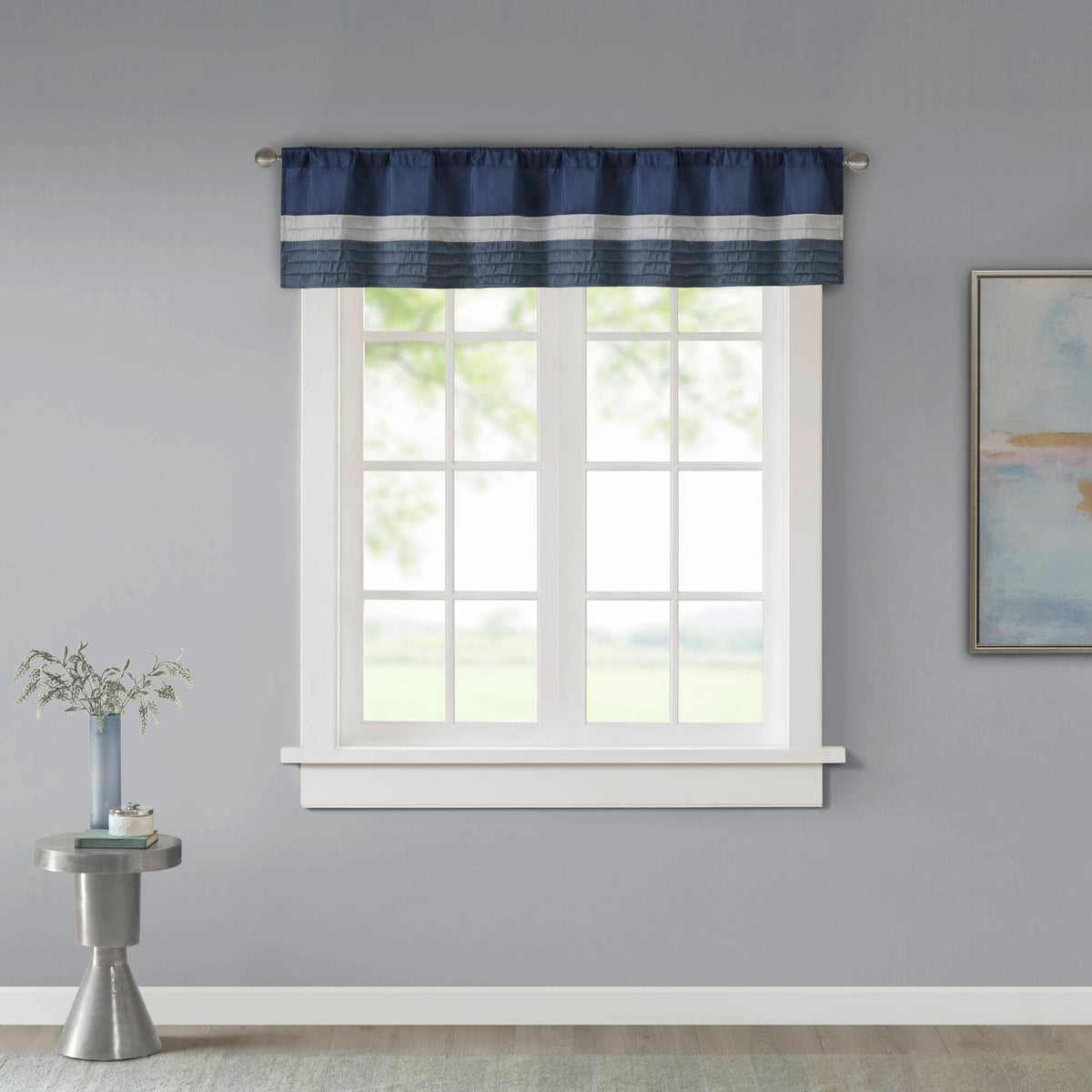 Amherst Polyoni Pintuck Window Valance - Navy