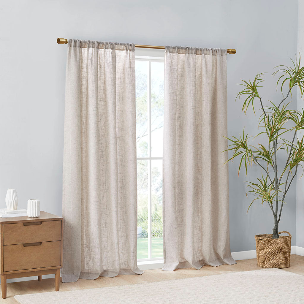 Kyler Linen Blend Light Filtering Curtain Panel Pair - Natural