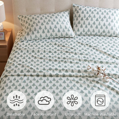 Cozy Cotton Flannel Printed Sheet Set - Ikat tree
