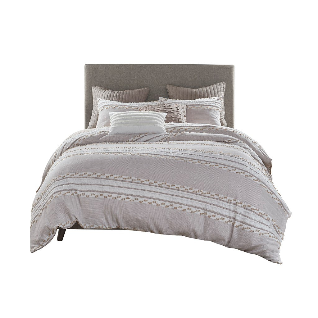 Lennon Organic Cotton Jacquard Duvet Cover Set