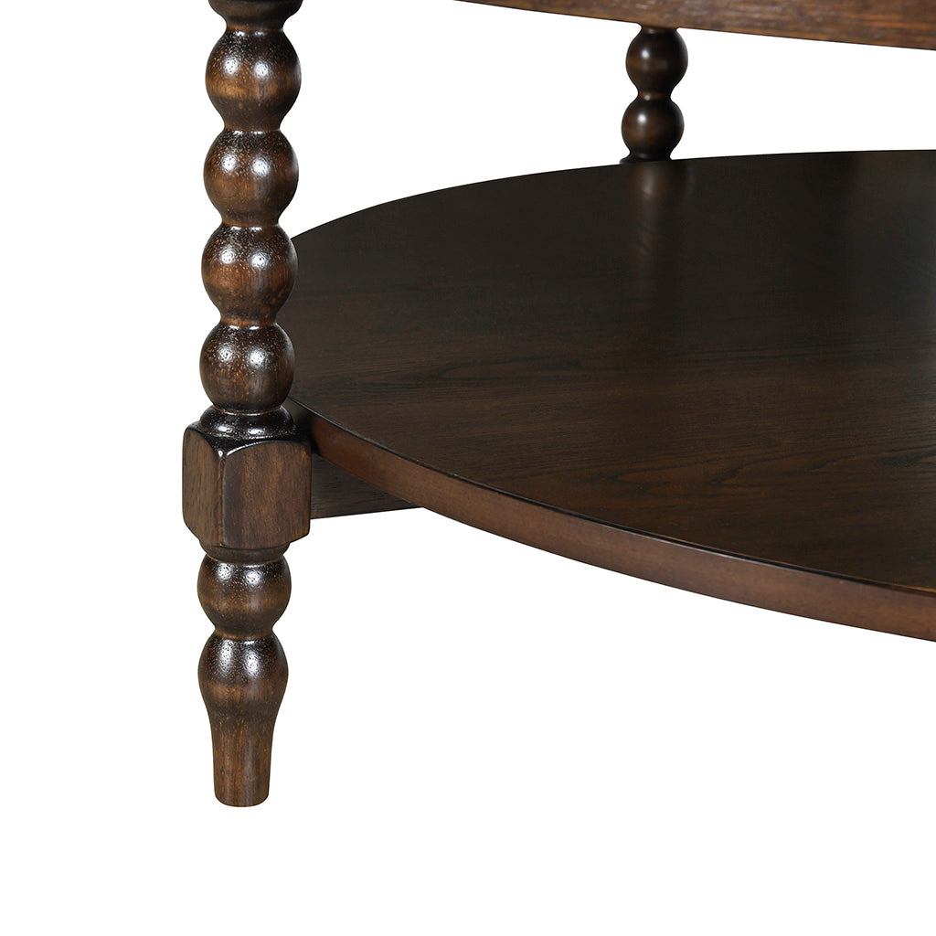 Philippe Round Coffee Table with Shelf - Brown