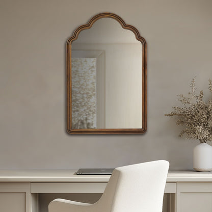 Marbella Scalloped Wood Wall Mirror - Brown