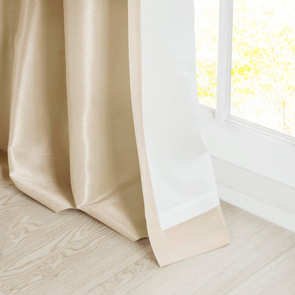 Emilia 100% Polyester Solid Faux Silk Lined Twist Tab Window Curtain - Champagne