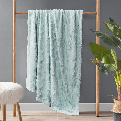 Zuri Oversized Faux Fur Throw - Aqua