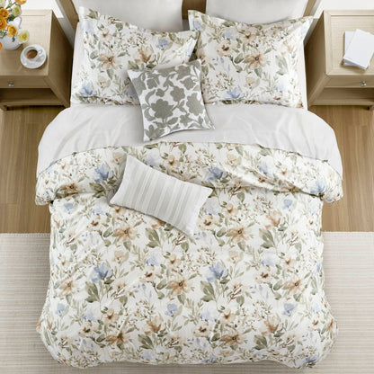 Herbal 5 Piece Cotton Sateen Print Duvet Set - Multi