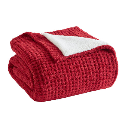 Rowan Waffle Knit Chenille Throw - Red