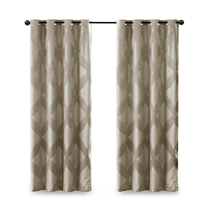 Bentley Ogee Knitted Jacquard Total Blackout Curtain Panel - Taupe