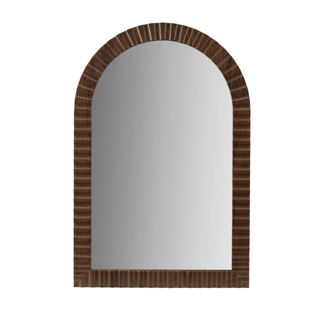 Simone Fluted Wall Mirror - Walnut Brown
