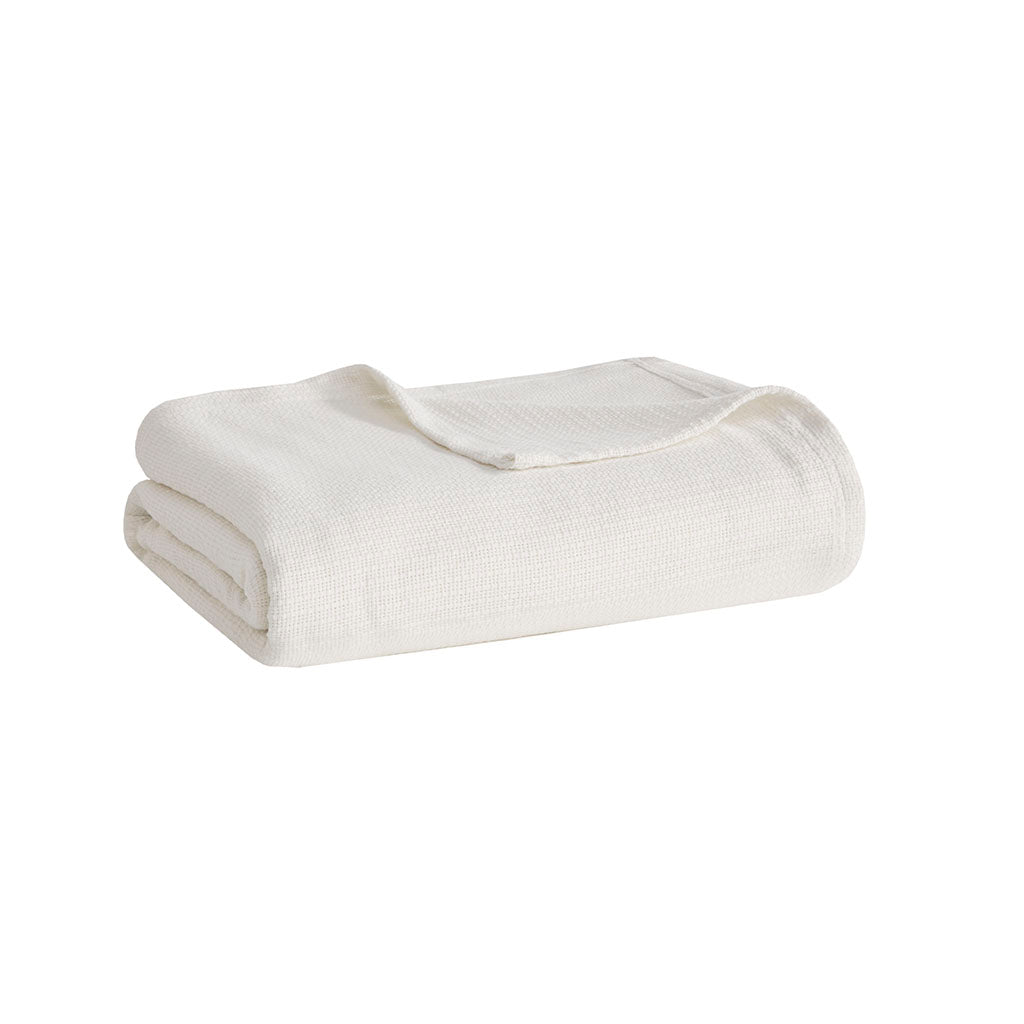 Freshspun Basketweave Cotton Blanket - Cream