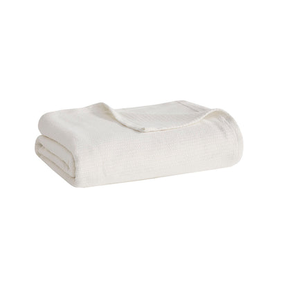 Freshspun Basketweave Cotton Blanket - Cream