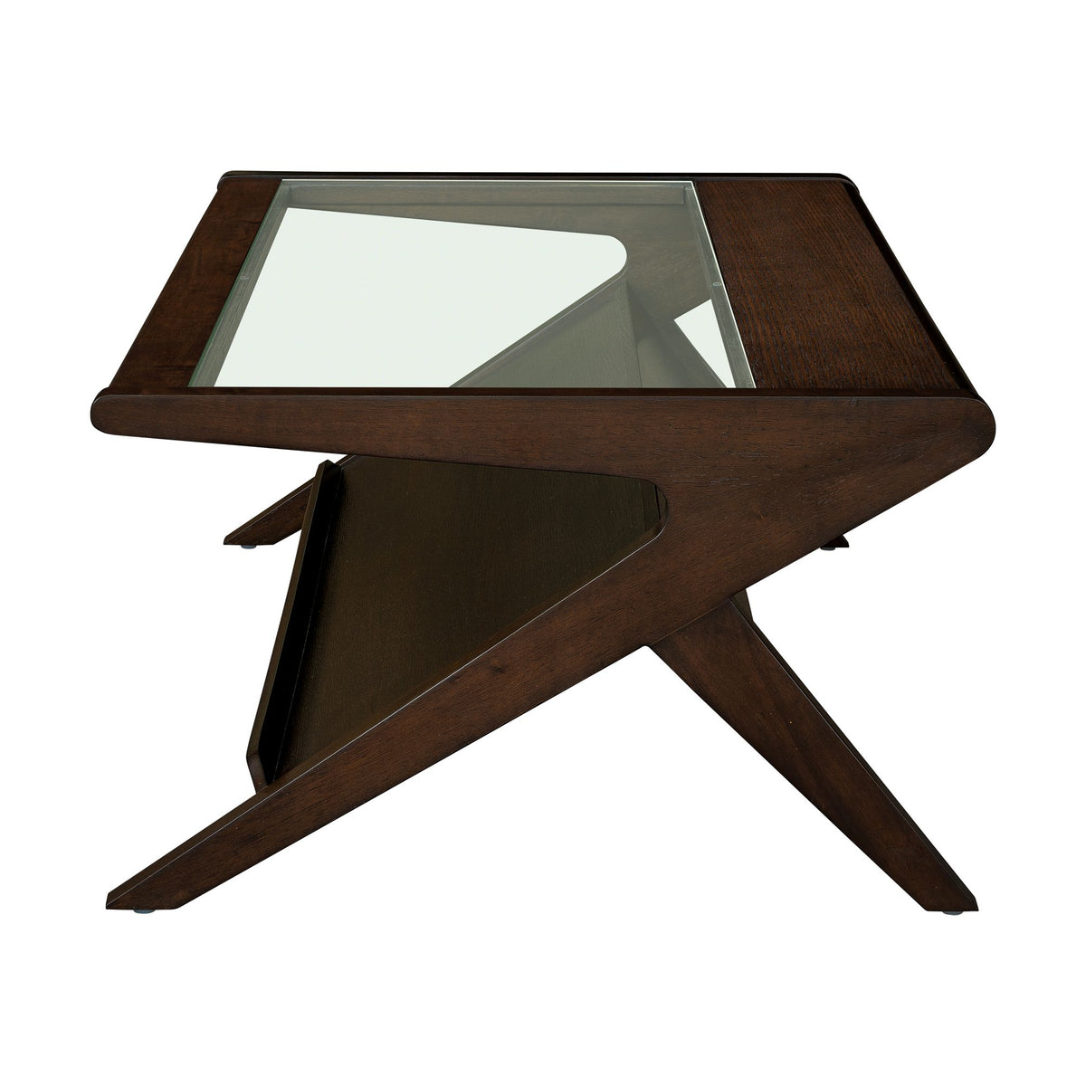 Rocket wood & tempered glass coffee table - Morocco Brown