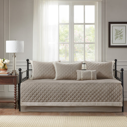 Breanna 6 Piece Cotton Daybed Cover Set - Khaki