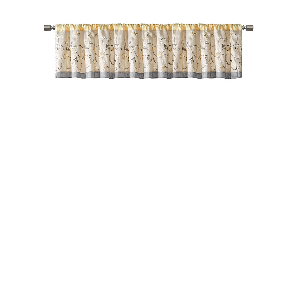 Serene Embroidered Window Valance - Yellow
