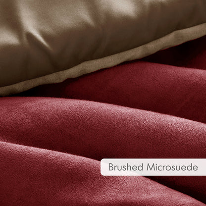 Highland Stripe Pieced Faux Suede Comforter Set - Brick