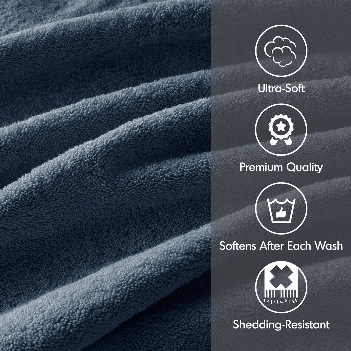 800GSM 100% Cotton 8 Piece Towel Set - Slate Blue