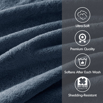 800GSM 100% Cotton 8 Piece Towel Set - Slate Blue