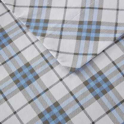 Cozy Cotton Flannel Printed Sheet Set - Blue Plaid