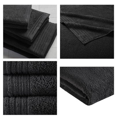 Big Bundle 100% Cotton Quick Dry 12 Piece Bath Towel Set - Black