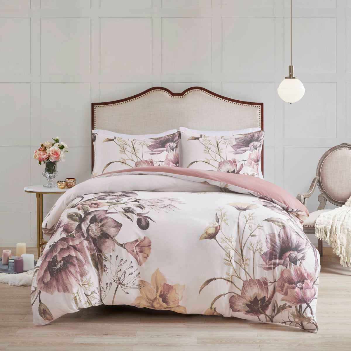 Cassandra 3 Piece Cotton Printed Duvet Cover Set - Blush