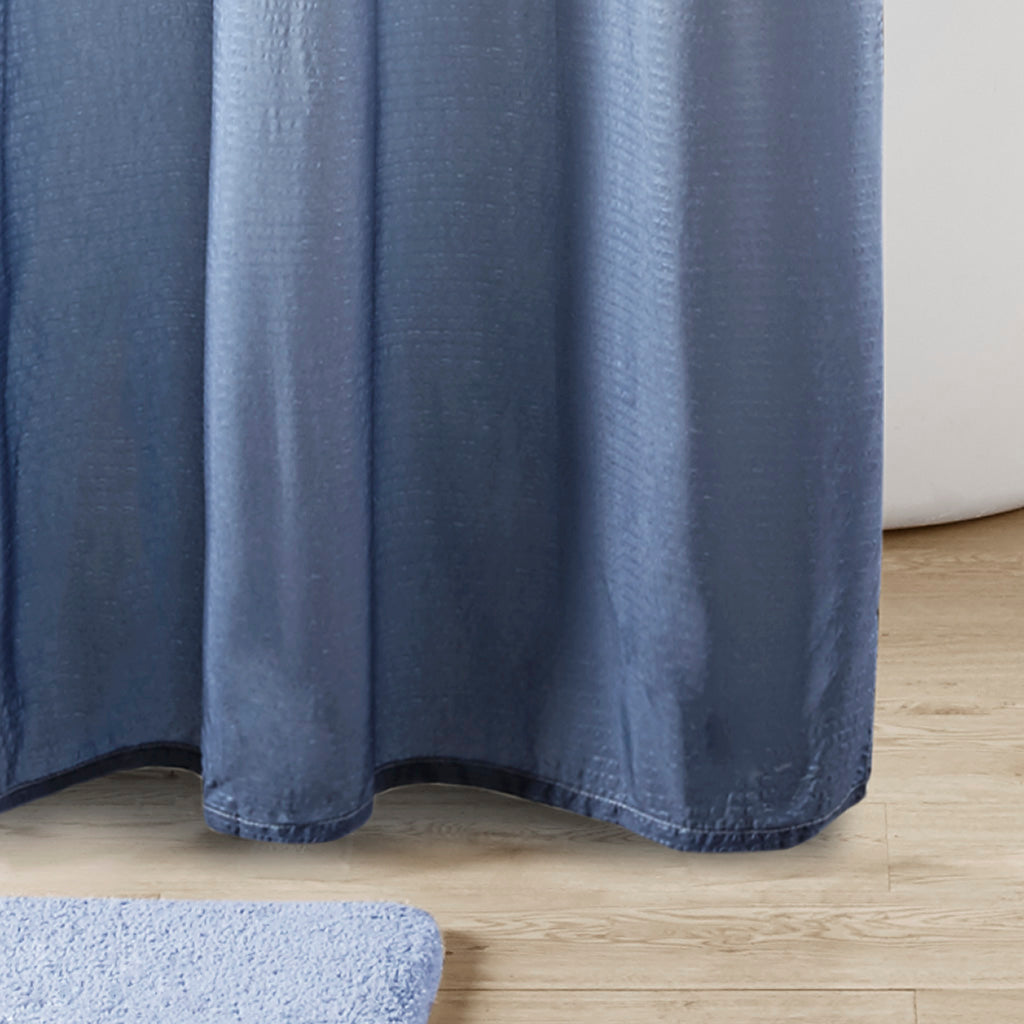 Ara Ombre Printed Seersucker Shower Curtain - Blue