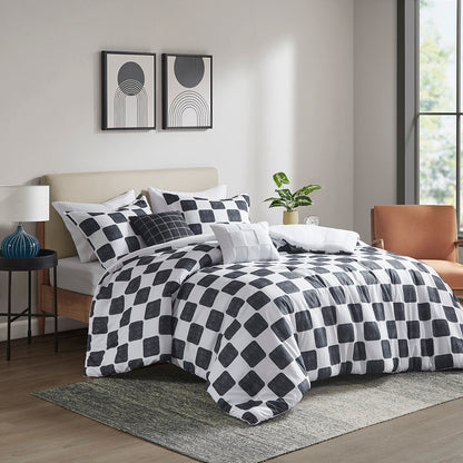 Miley Checkered Comforter Set - Black/White