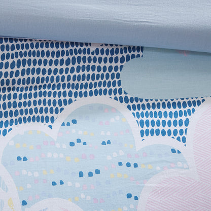 Cloud Cotton Printed Duvet Cover Set - Blue