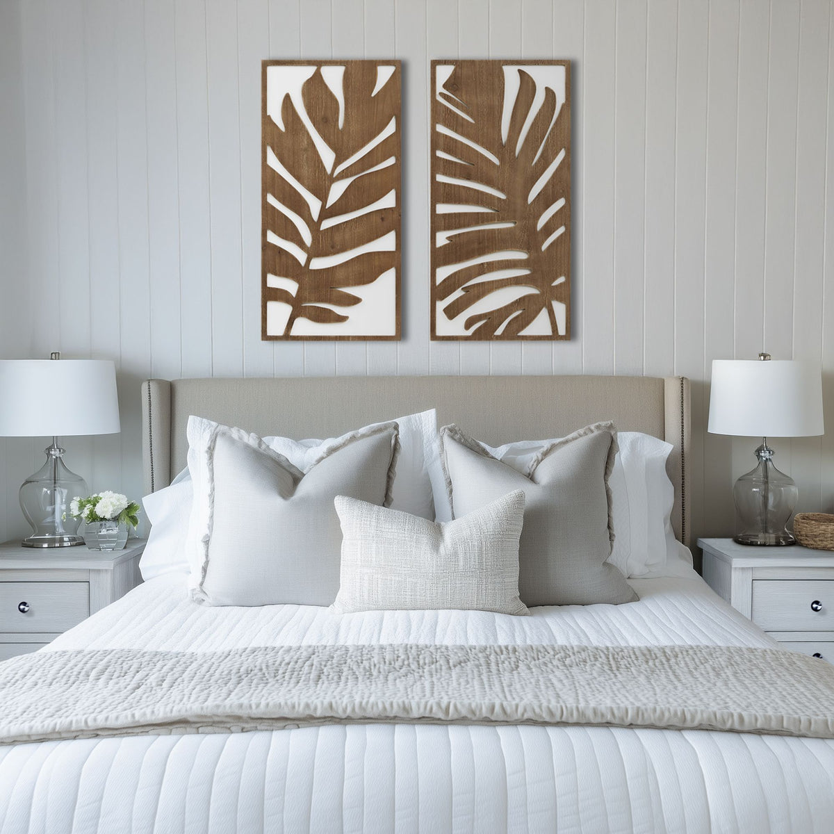 Birch Botanical Two-tone Wood Panel Wall Décor Set - Monstera