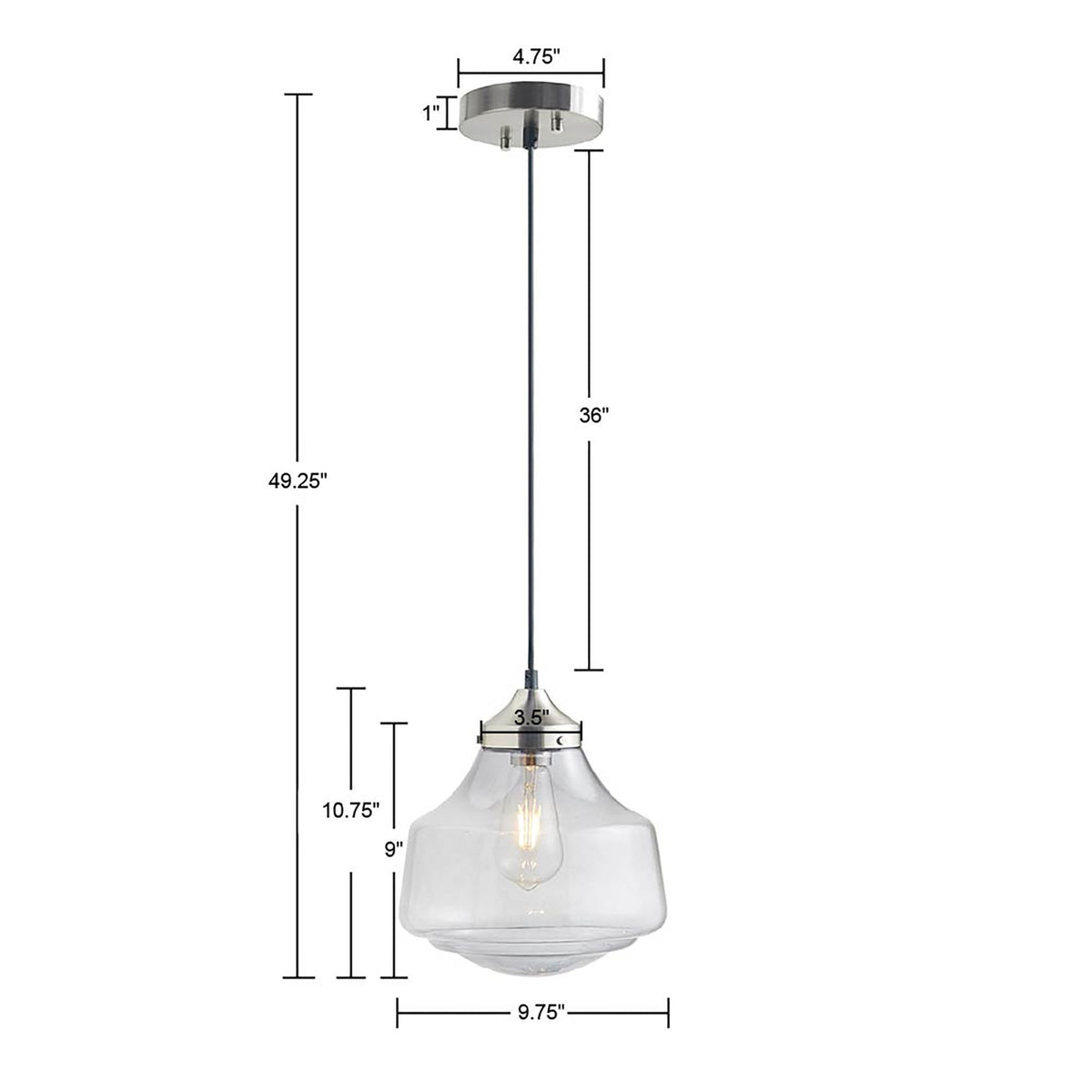 Elm Bell-Shaped Glass Pendant - Smoke Grey