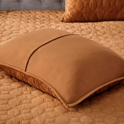 Harper 3 Piece Velvet Quilt Set - Rust