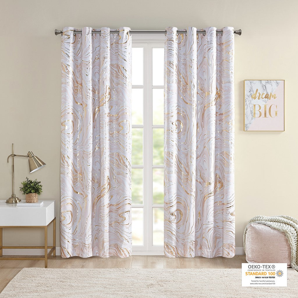 Rebecca Grommet Top Metallic Printed Total Blackout Curtain