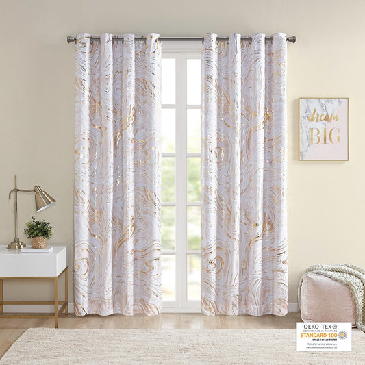 Rebecca Grommet Top Metallic Printed Total Blackout Curtain