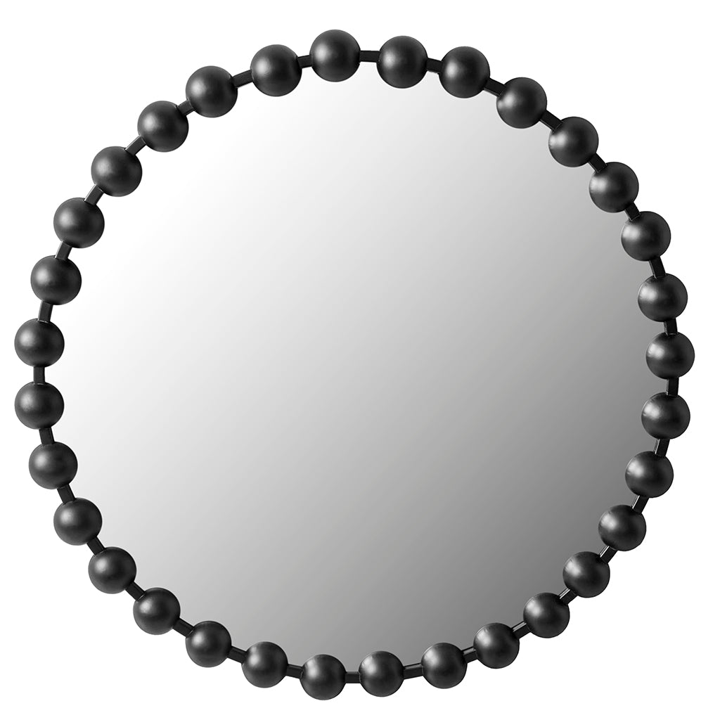 Marlowe Beaded Round Wall Mirror - Black