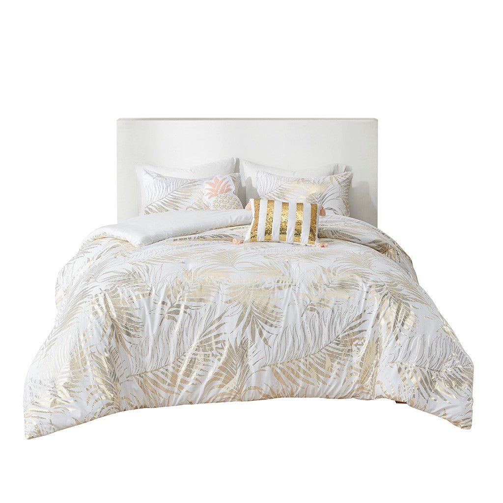 Kailani Tropical Metallic Printed Duvet Cover Set