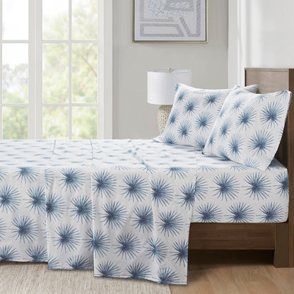 200 Thread Count Printed Cotton Sheet Set - Blue Palmetto