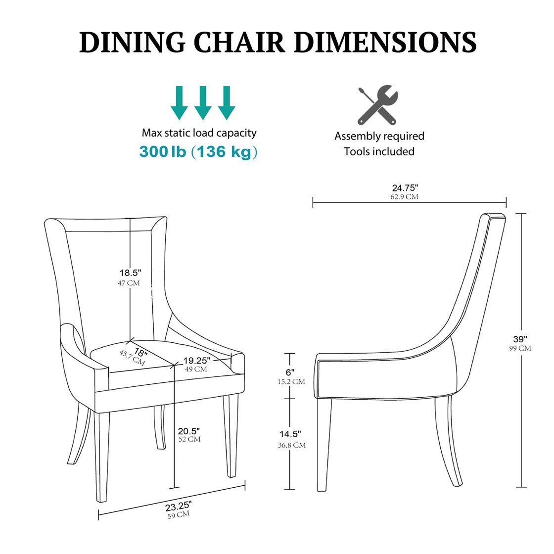 Ultra Upholstered Dining Side Chairs with wood legs (Set of 2) - Green