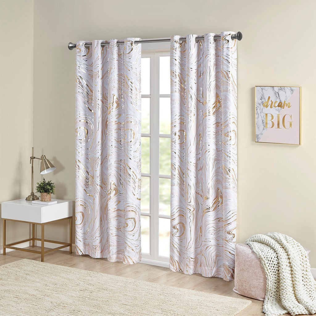 Rebecca Grommet Top Metallic Printed Total Blackout Curtain