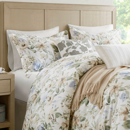 Herbal 5 Piece Cotton Sateen Print Duvet Set - Multi