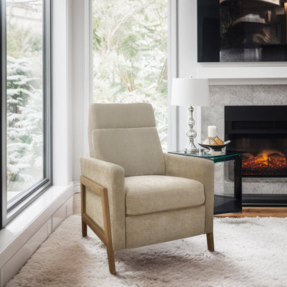 Luna Recliner With Wood Frame - Beige
