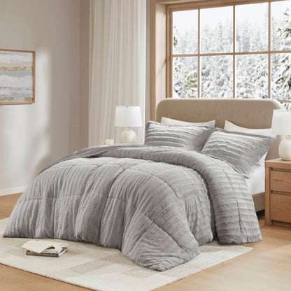 Duke Faux Fur Comforter Mini Set - Grey