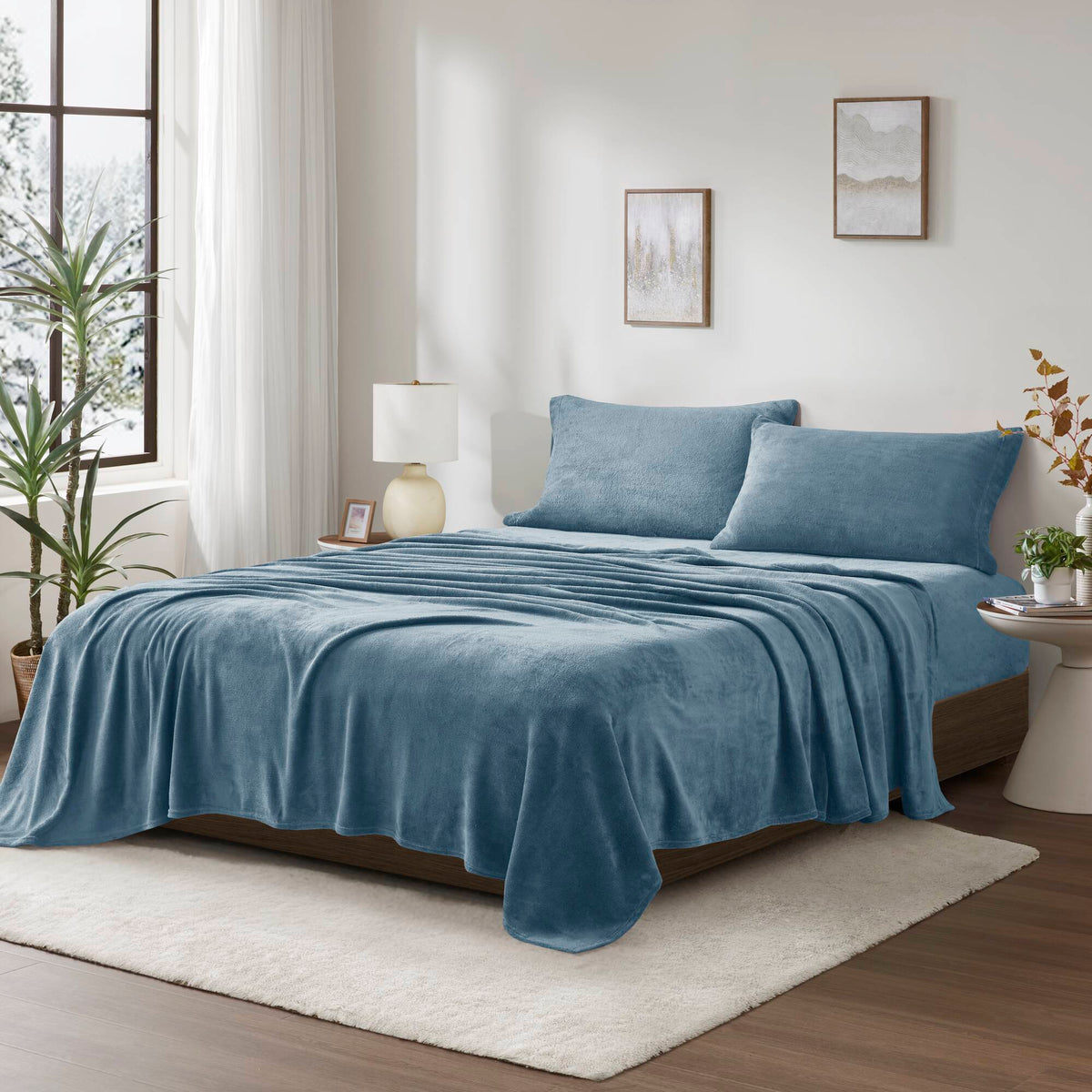 Soloft Plush Micro Plush Sheet Set - Blue