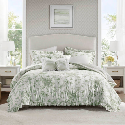 Adele Comforter Set with Decorative Pillows - Green