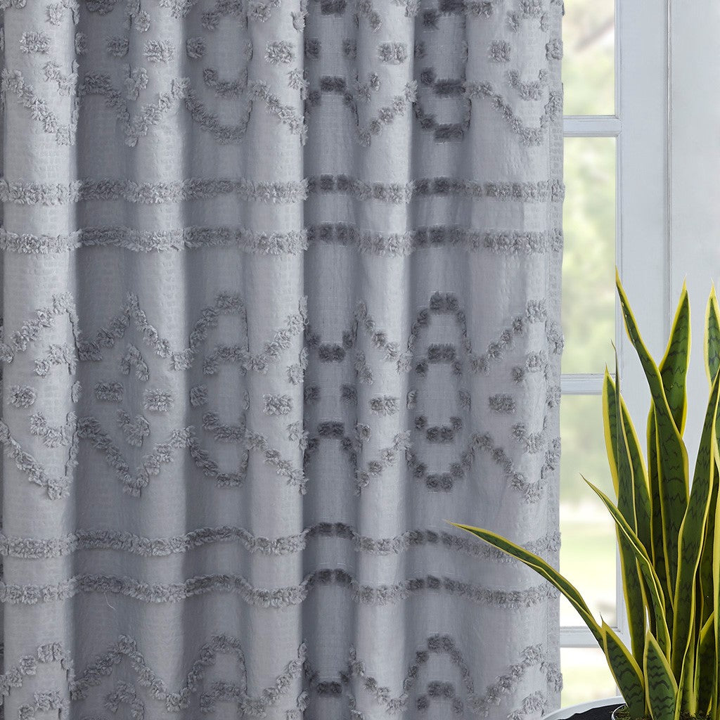 Annie Solid Clipped Jacquard Window Curtain